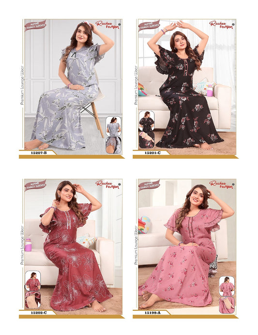 Fancy Sleeves 0107 Ruchee Fashion Alpine Night Gowns Exporter