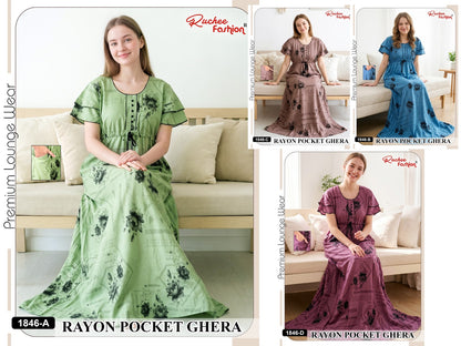 Fancy Sleeves 0809 Ruchee Fashion Rayon Night Gowns Wholesaler