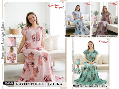 Fancy Sleeves 0809 Ruchee Fashion Rayon Night Gowns Wholesaler