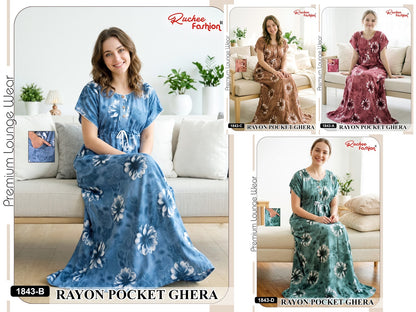 Fancy Sleeves 0809 Ruchee Fashion Rayon Night Gowns Wholesaler