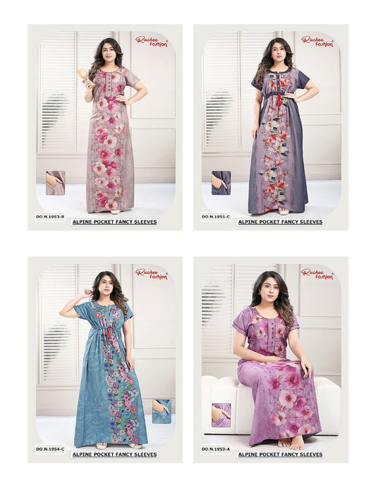 Fancy Sleeves 100925 Ruchee Fashion Alpine Night Gowns Wholesale