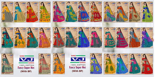 Fancy Super Net Shree Vj Cotton Sarees