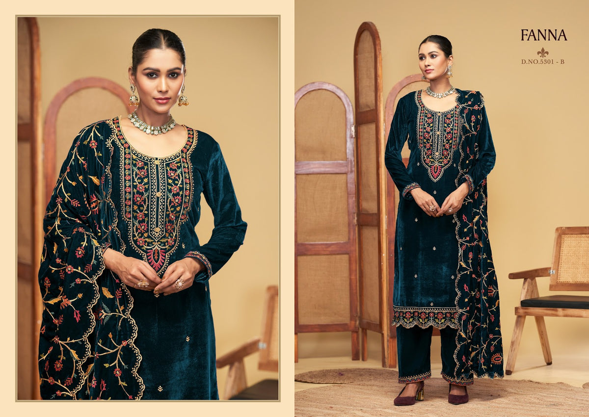 Fanna Sargam Prints Velvet Suits Manufacturer