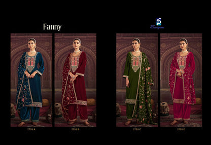 Fanny Sargam Prints Velvet Suits Wholesale Price