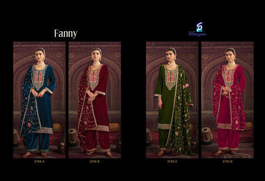 Fanny Sargam Prints Velvet Suits Wholesale Price