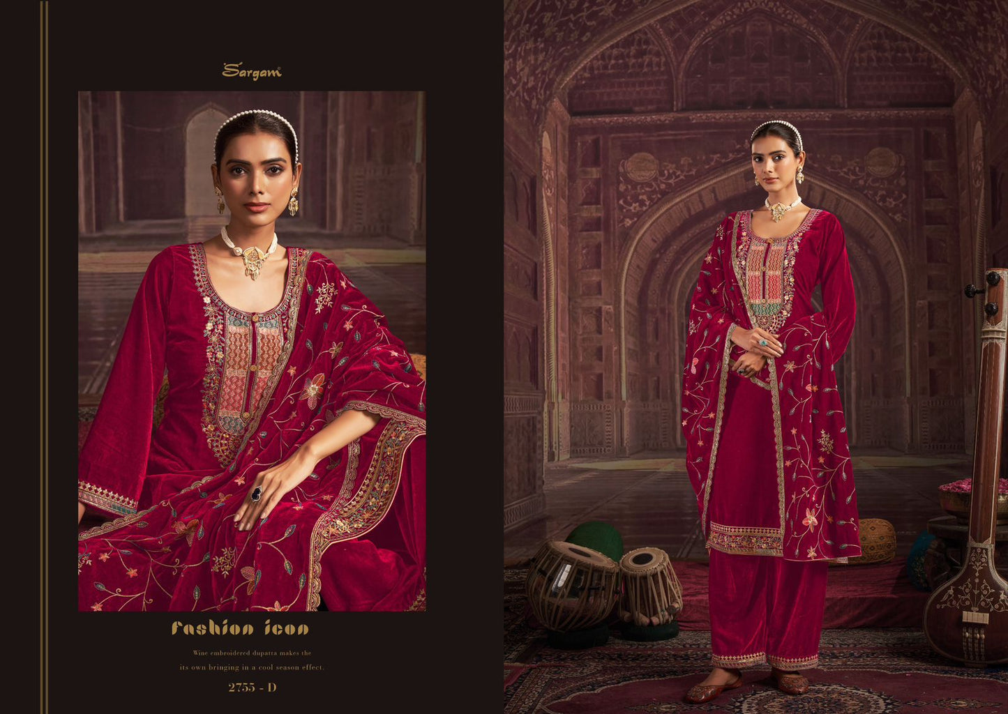 Fanny Sargam Prints Velvet Suits Wholesale Price