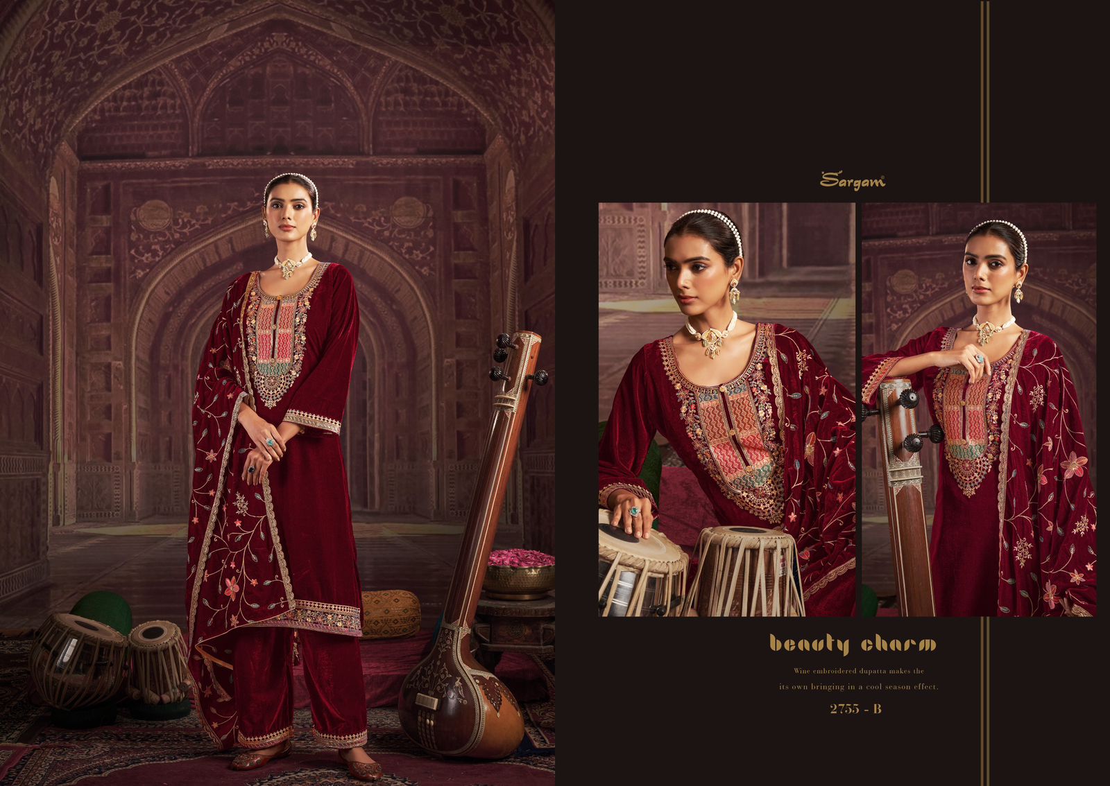 Fanny Sargam Prints Velvet Suits Wholesale Price