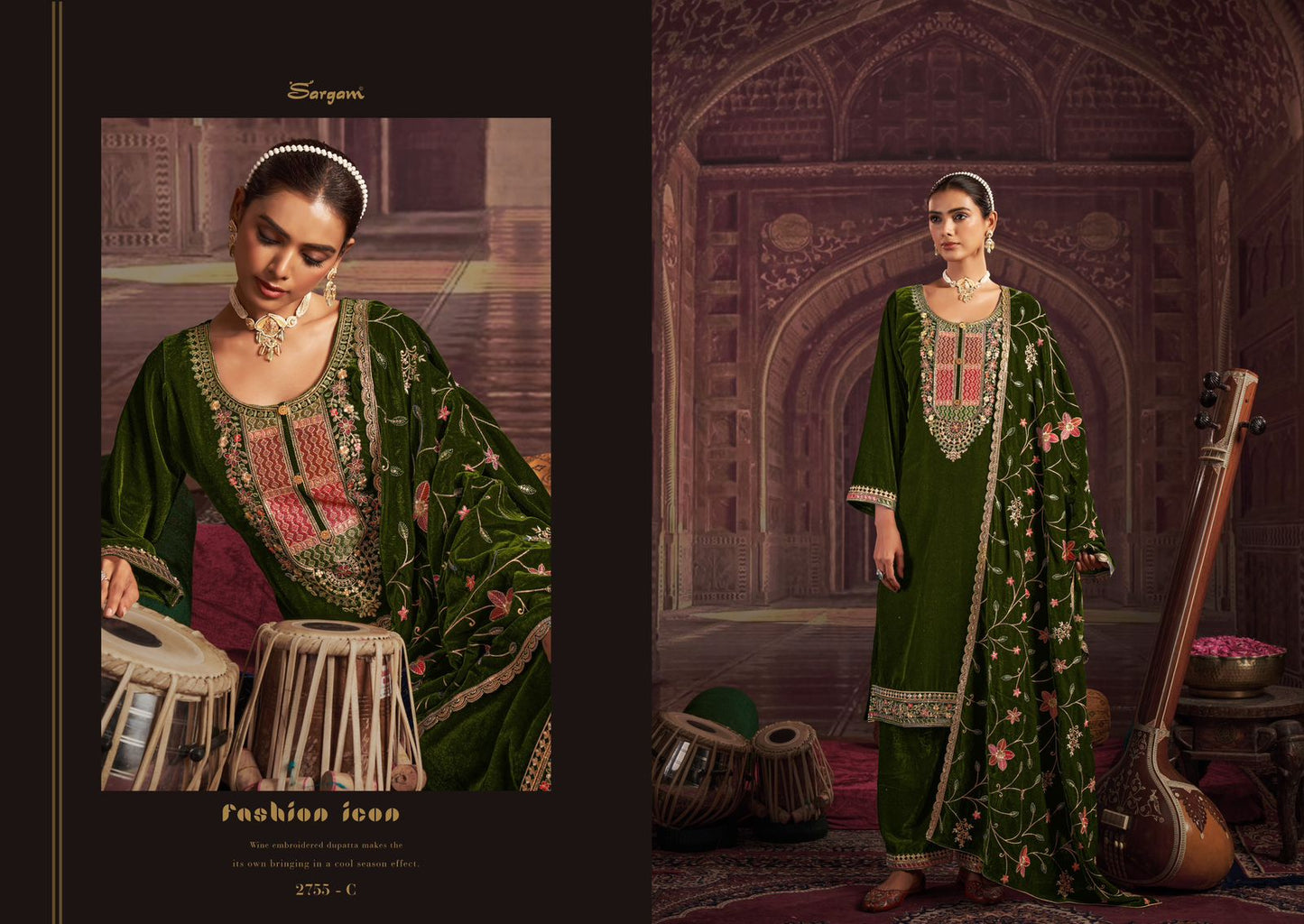 Fanny Sargam Prints Velvet Suits Wholesale Price