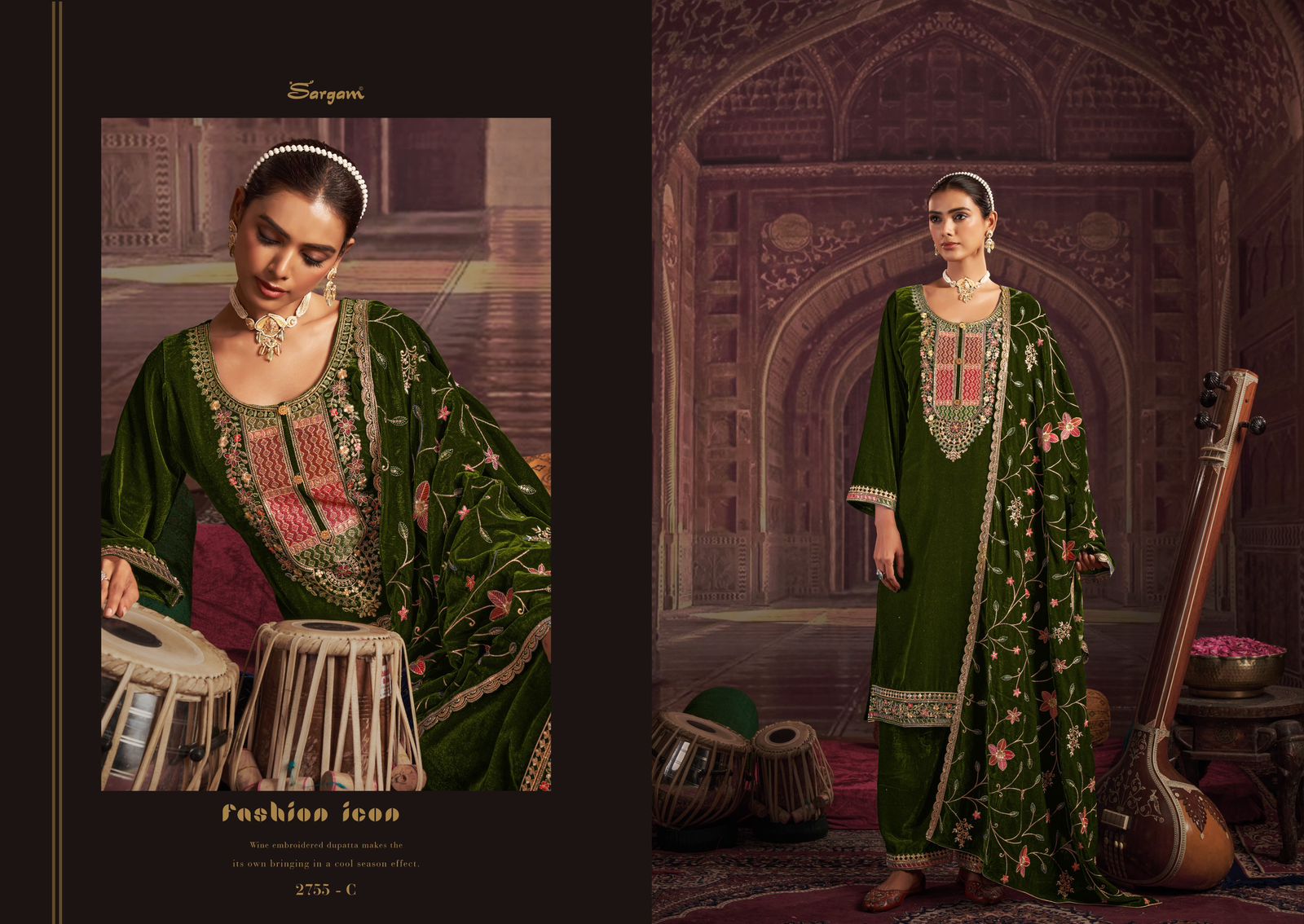 Fanny Sargam Prints Velvet Suits Wholesale Price