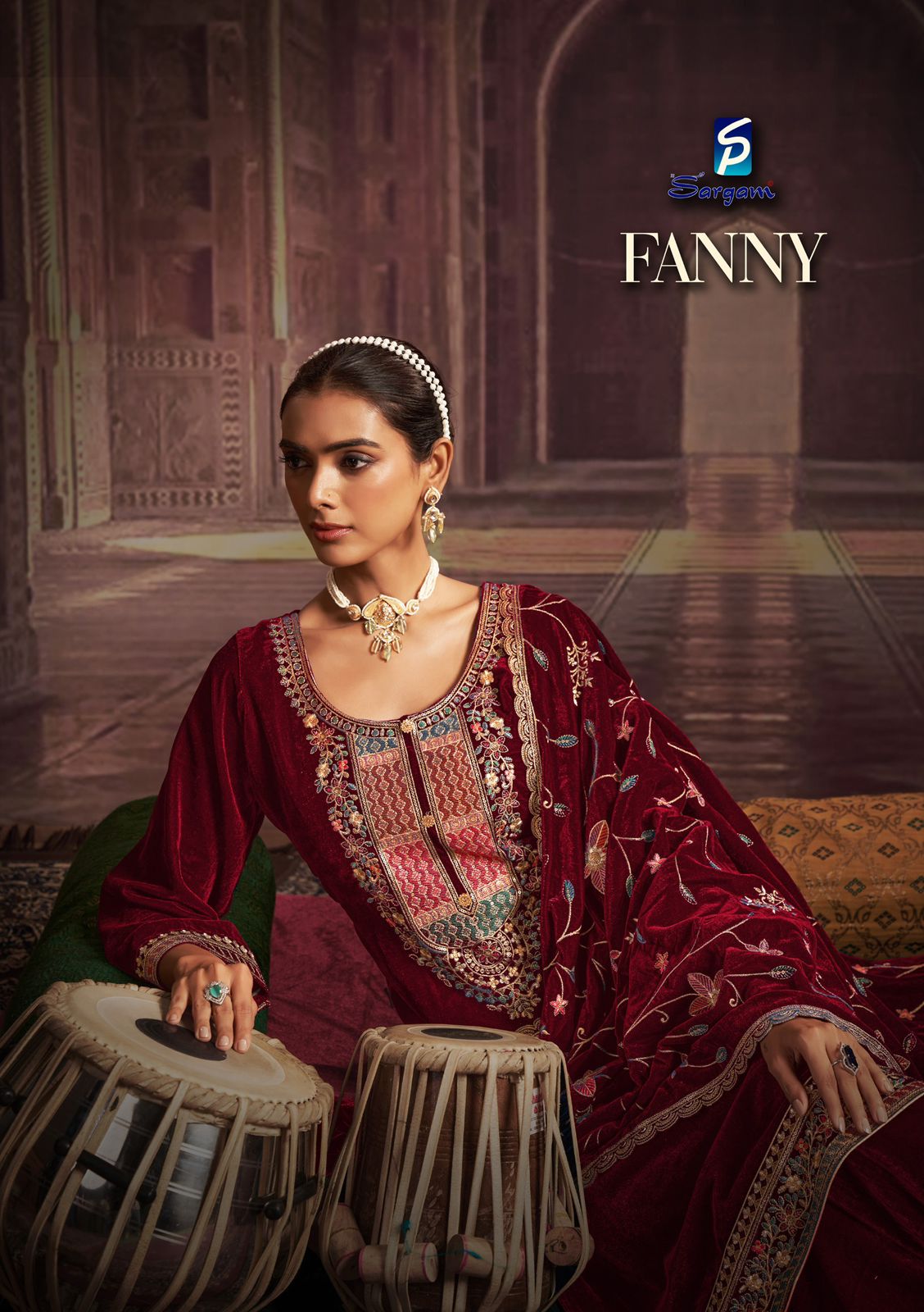 Fanny Sargam Prints Velvet Suits Wholesale Price