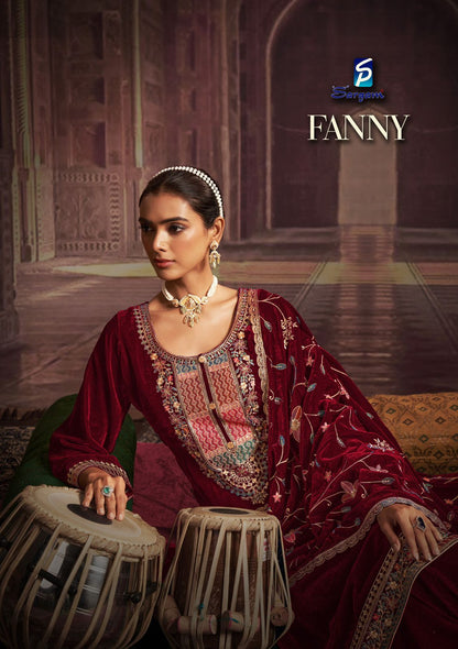 Fanny Sargam Prints Velvet Suits Wholesale Price