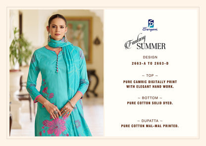 Fantasy Summer Sargam Prints Cambric Pant Style Suits Wholesaler Ahmedabad