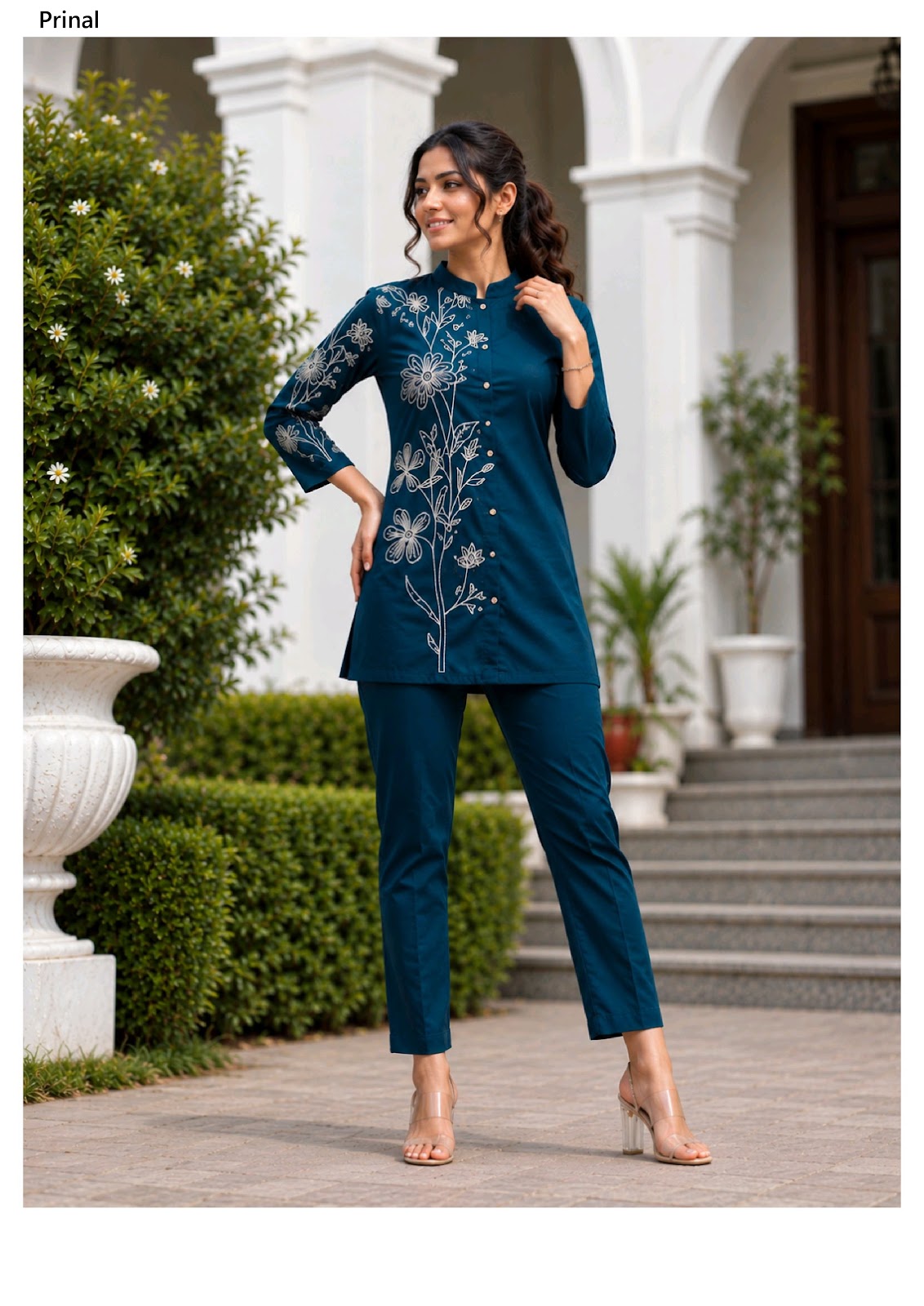 Fara Prinal Vatican Silk Co Ord Set Exporter Ahmedabad