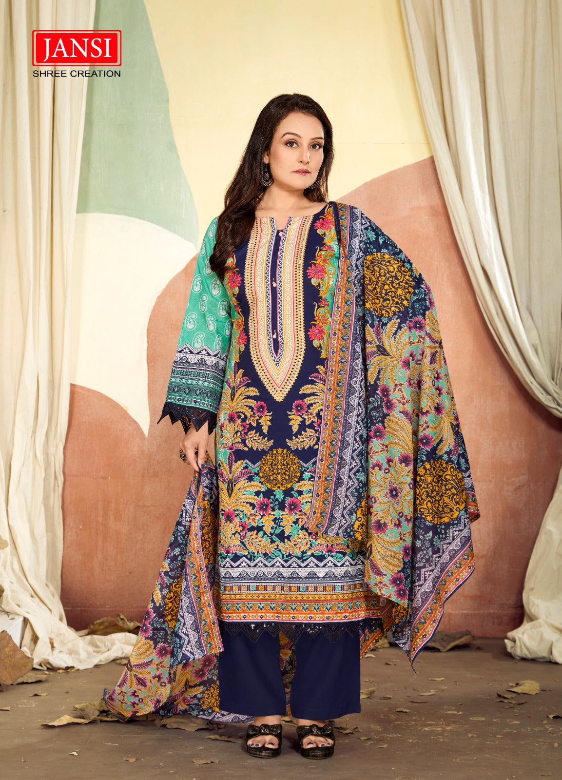 Faraah Vol 1 Jansi Mix Cotton Karachi Readymade Suits Supplier Gujarat