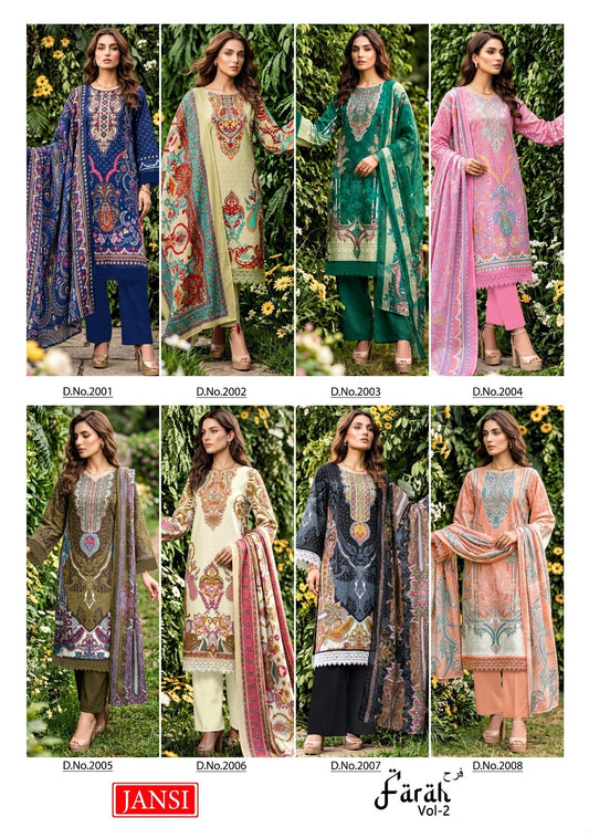 Farah Vol 2 Jansi Mix Cotton Karachi Salwar Suits Supplier Gujarat