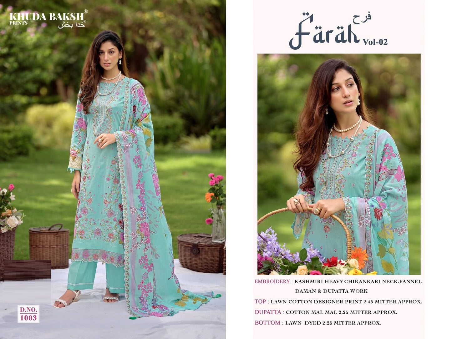 Farah Vol 2 Khuda Baksh Prints Lawn Cotton Karachi Salwar Suits Manufacturer Gujarat