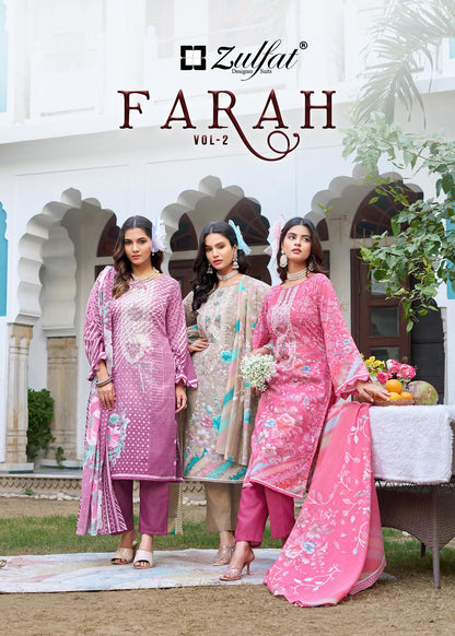 Farah Vol 2 Zulfat Designer Cotton Karachi Salwar Suits Wholesaler