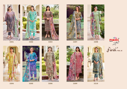 Farah Vol 32 Pakiza Prints Lawn Cotton Karachi Salwar Suits Manufacturer Gujarat