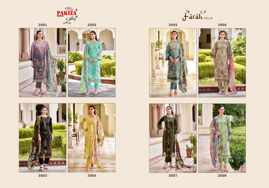 Farah Vol 3 Pakiza Prints Lawn Cotton Karachi Salwar Suits Wholesaler India