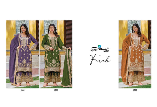 Farah Your Choice Chinon Pakistani Readymade Suits Wholesaler