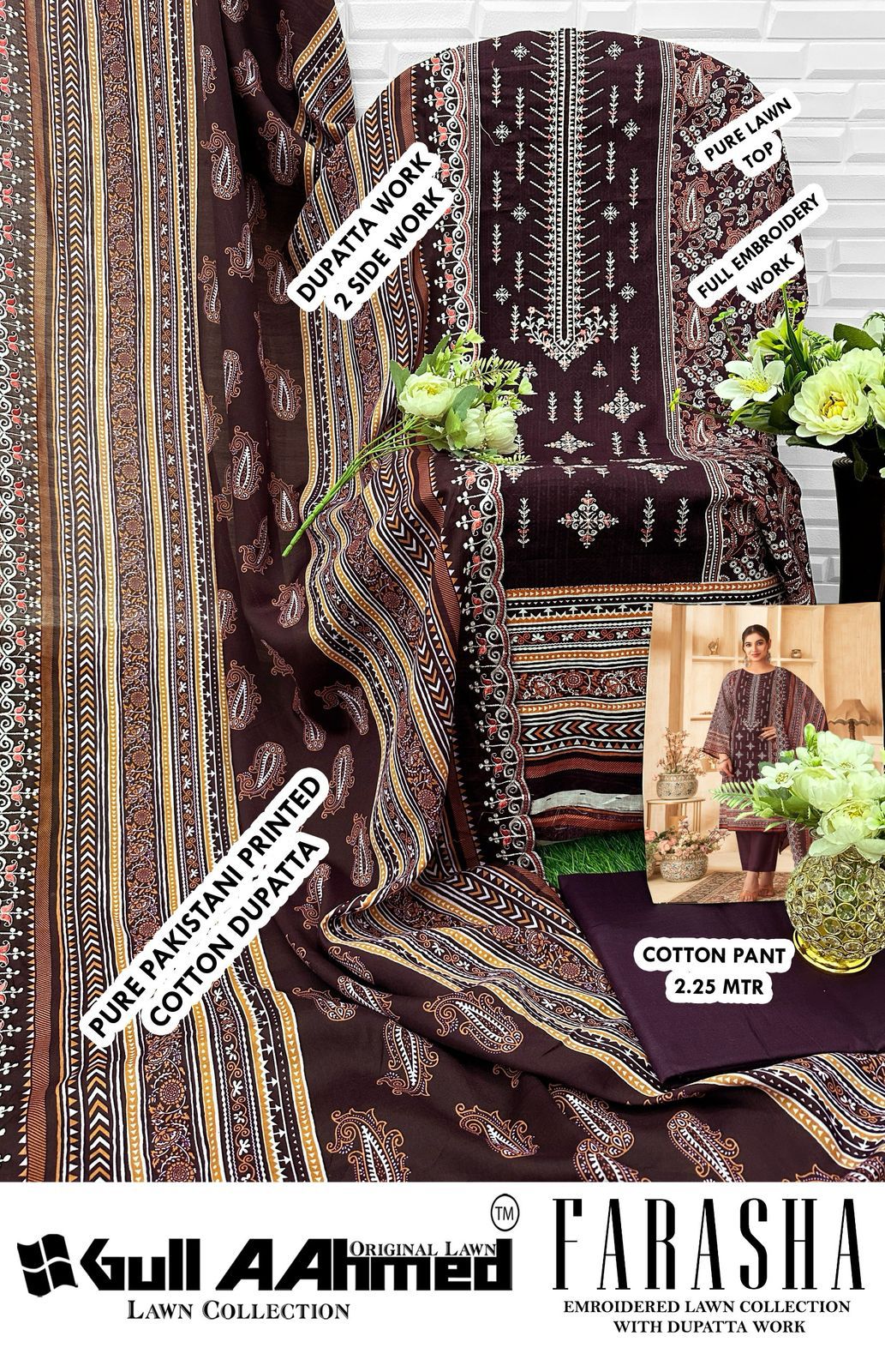 Farasha Gul Ahmed Pure Cotton Pakistani Salwar Suits Manufacturer Gujarat