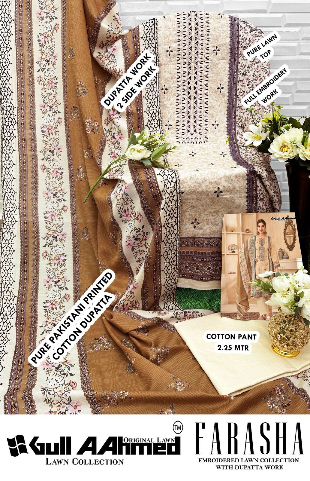 Farasha Gul Ahmed Pure Cotton Pakistani Salwar Suits Manufacturer Gujarat