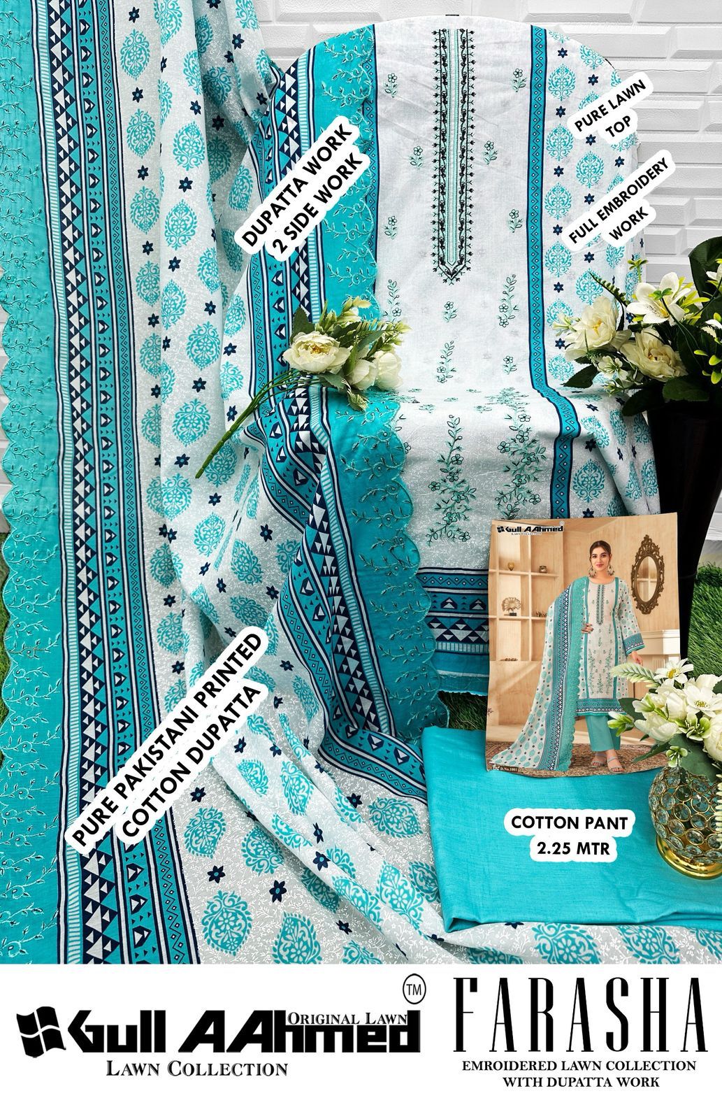 Farasha Gul Ahmed Pure Cotton Pakistani Salwar Suits Manufacturer Gujarat