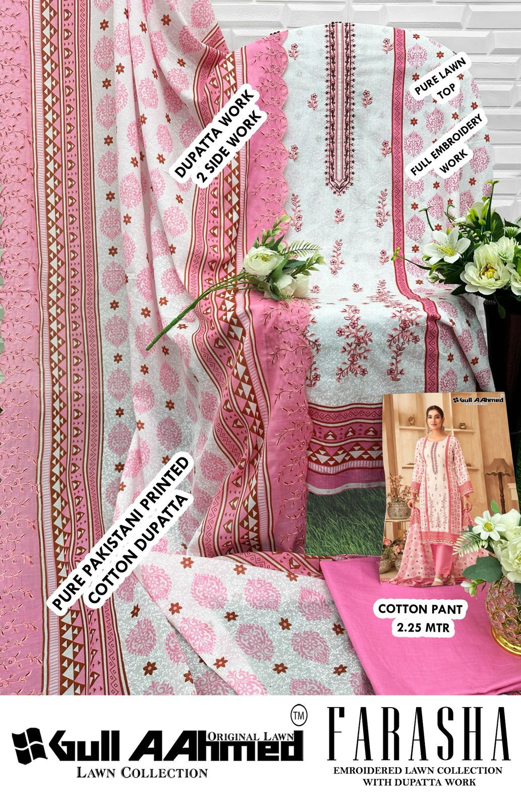Farasha Gul Ahmed Pure Cotton Pakistani Salwar Suits Manufacturer Gujarat