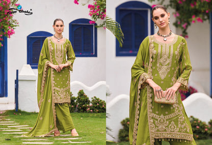 Farasi 1 Your Choice Chinon Pakistani Readymade Suits Wholesaler