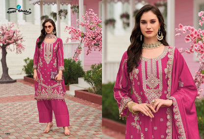 Farasi 1 Your Choice Chinon Pakistani Readymade Suits Wholesaler