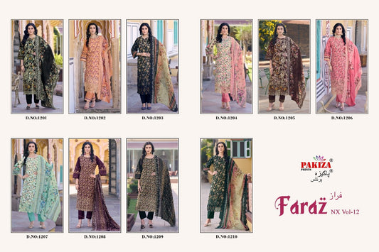 Faraz Nx Vol 12 Pakiza Prints Lawn Cotton Karachi Salwar Suits Wholesaler
