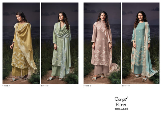 Faren 3556 Ganga Premium Cotton Plazzo Style Suits Manufacturer Ahmedabad