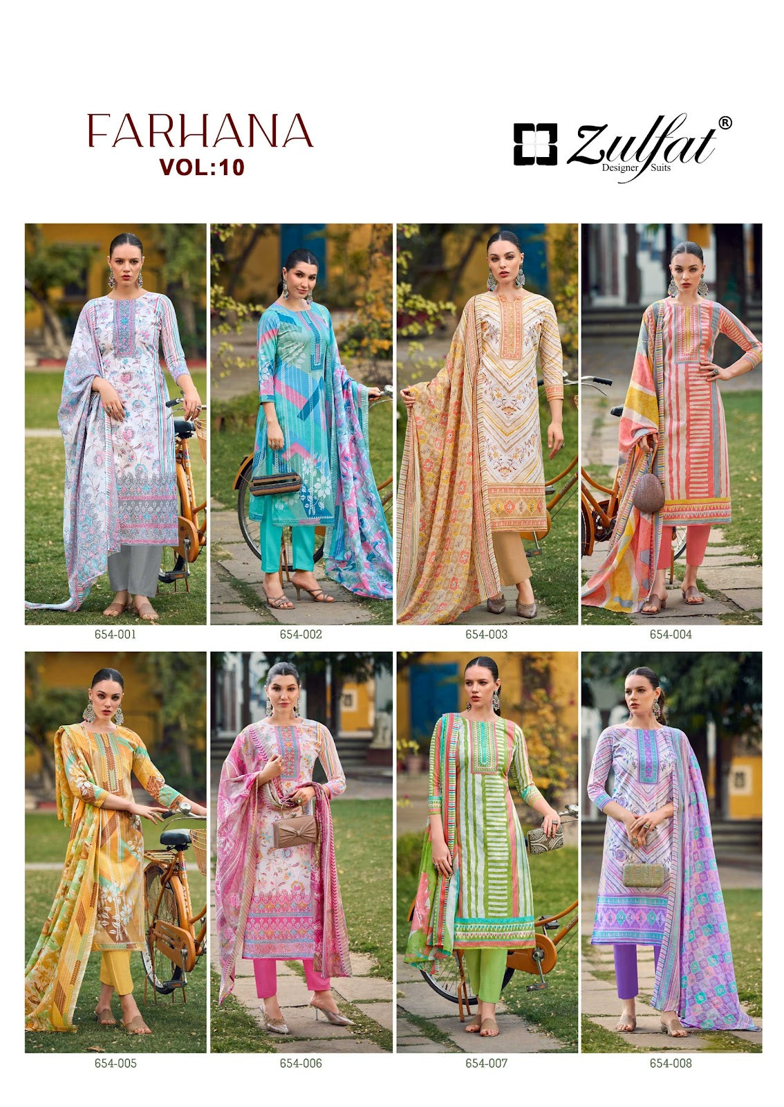 Farhana Vol 10 Zulfat Designer Pure Cotton Karachi Salwar Suits Manufacturer Ahmedabad