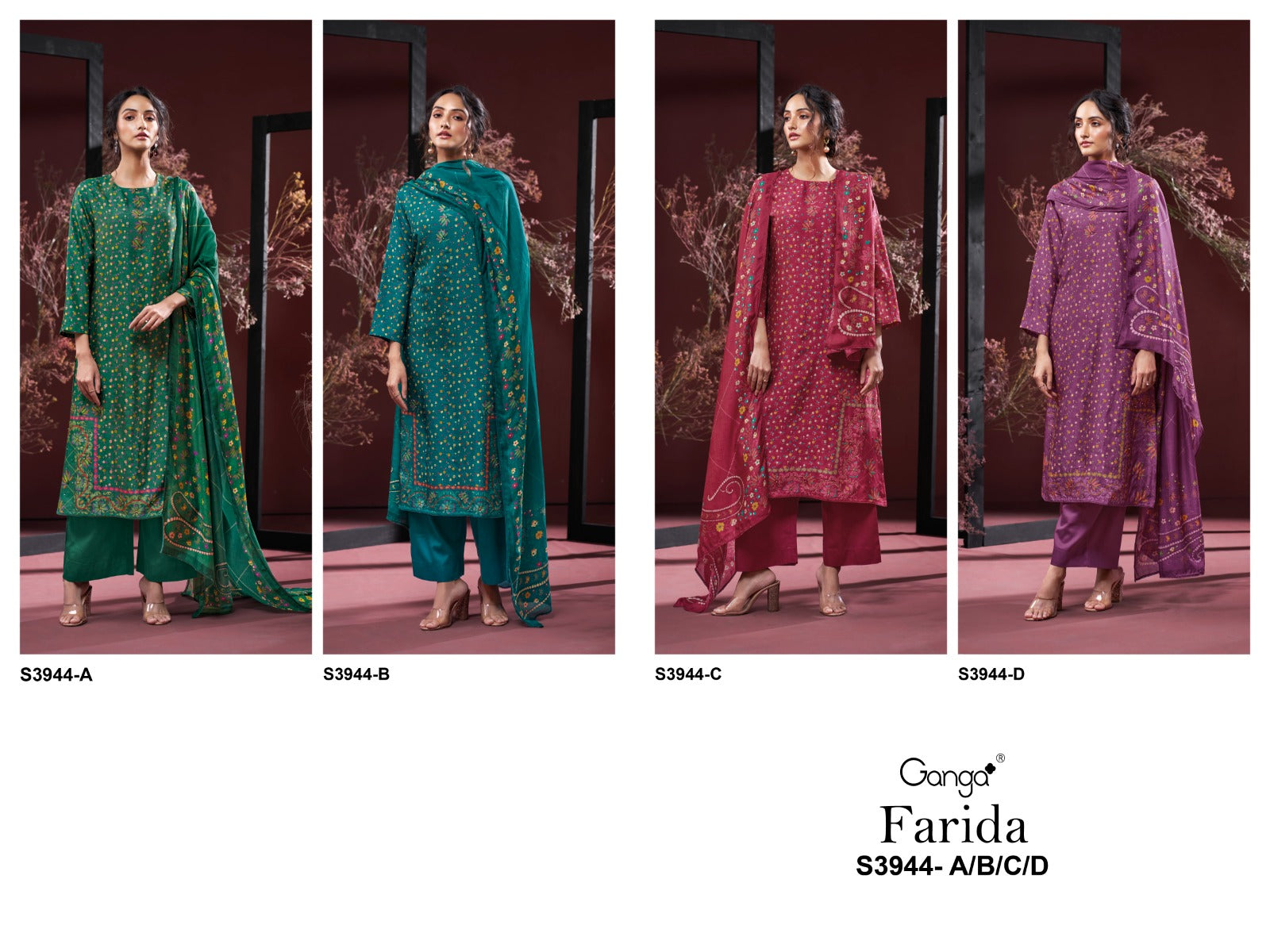 Farida 3944 Ganga Premium Bemberg Plazzo Style Suits Manufacturer