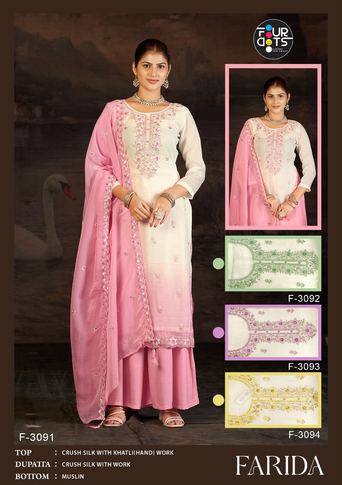 Farida Four Dots Crush Plazzo Style Suits Manufacturer India