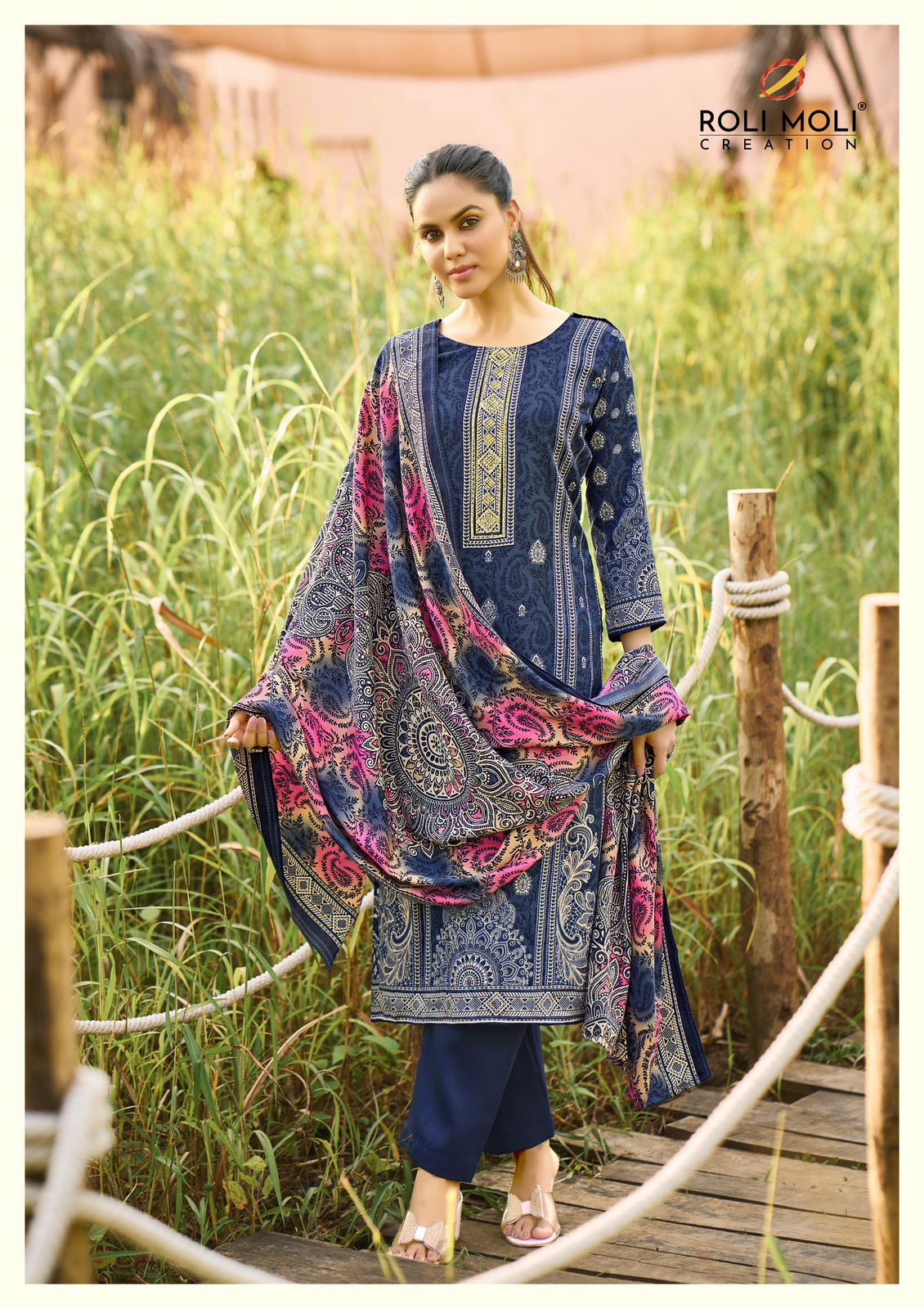 Farida Roli Moli Karachi Pashmina Salwar Suits Exporter Ahmedabad