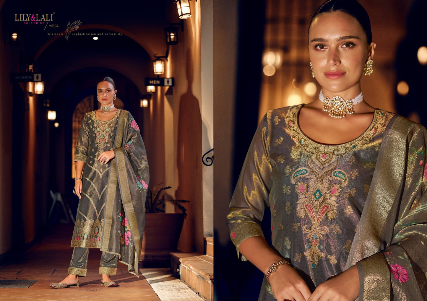 Faridan 2 Lily Lali Jacquard Silk Readymade Pant Style Suits Manufacturer