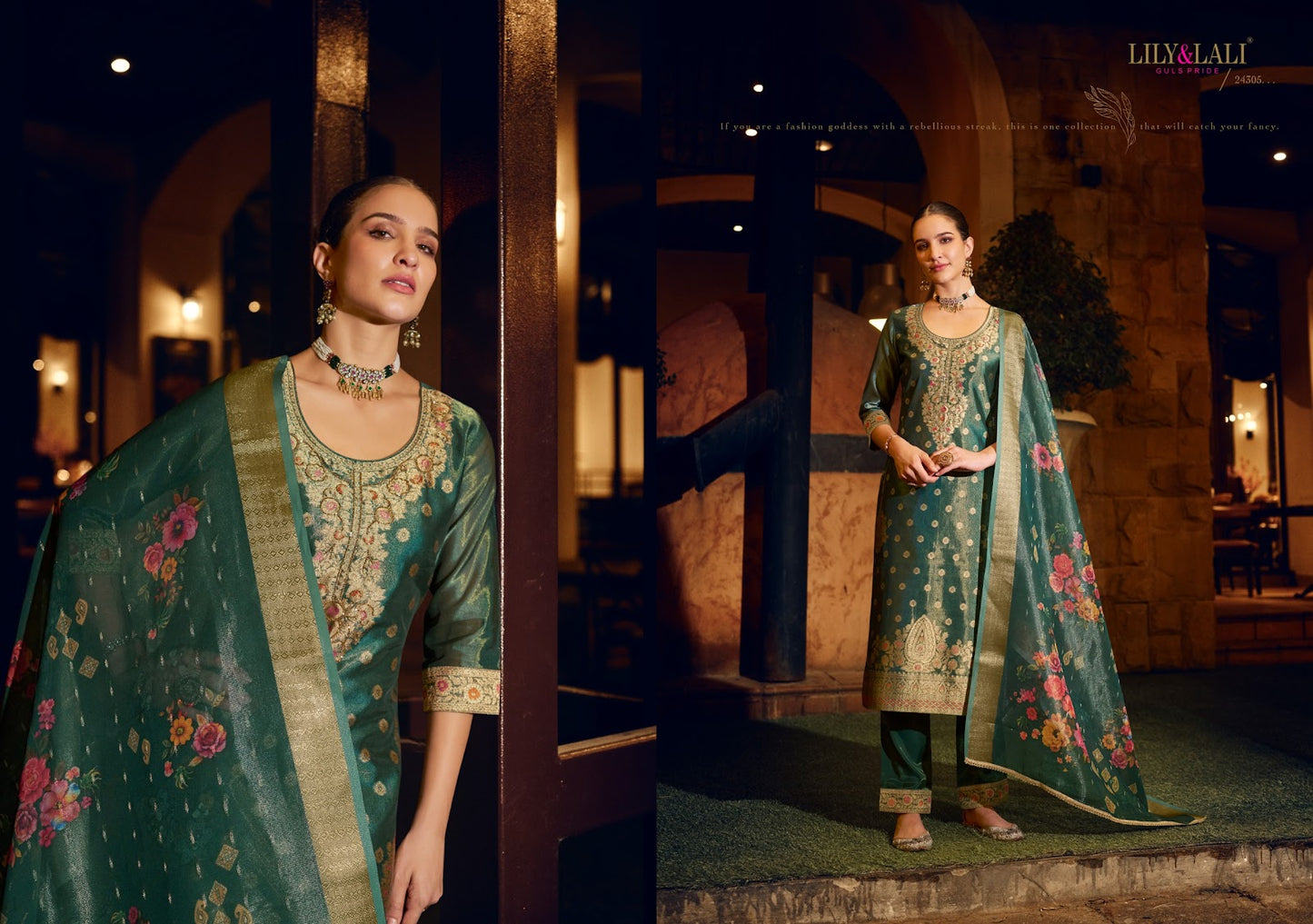 Faridan 2 Lily Lali Jacquard Silk Readymade Pant Style Suits Manufacturer