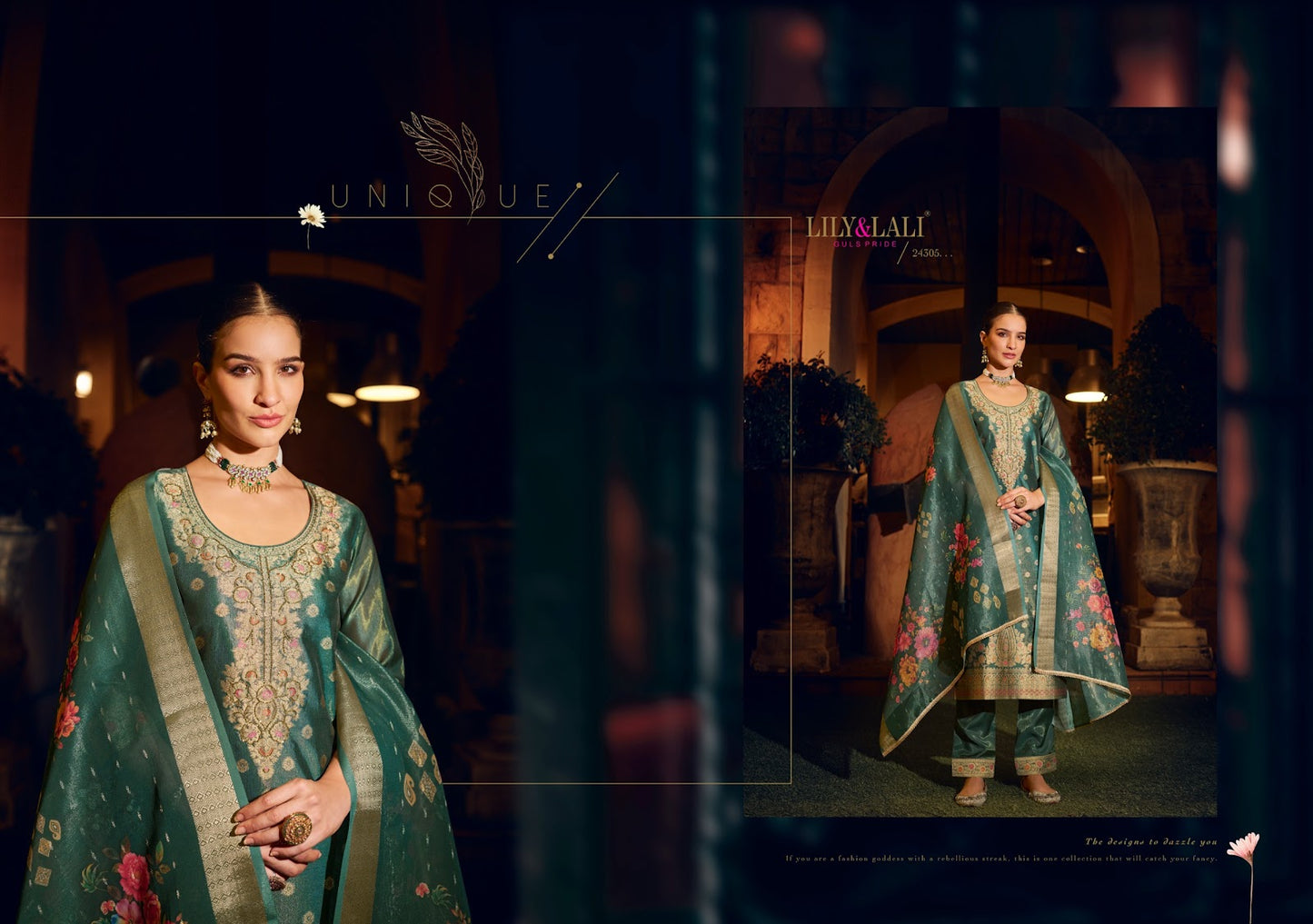 Faridan 2 Lily Lali Jacquard Silk Readymade Pant Style Suits Manufacturer