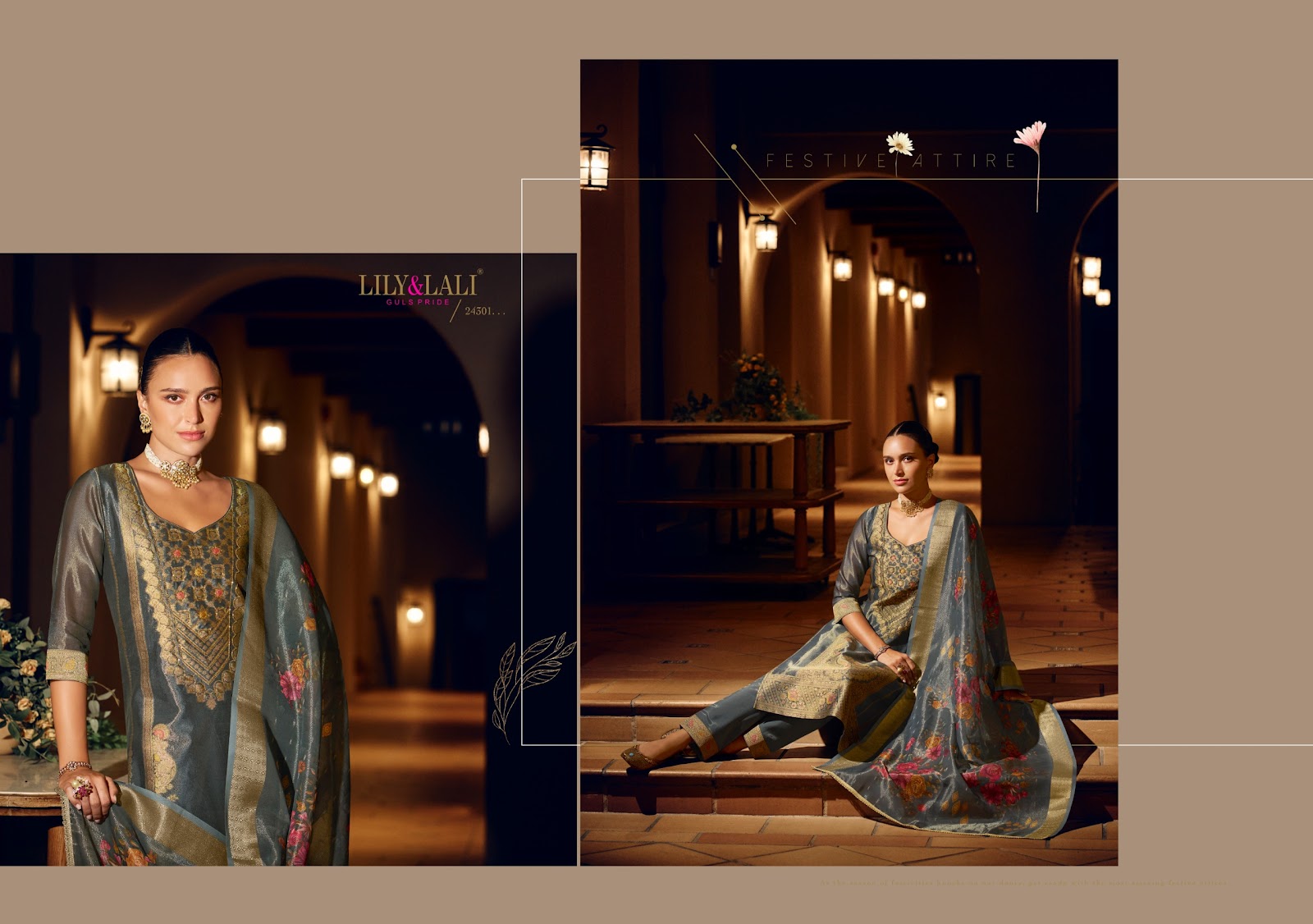 Faridan 2 Lily Lali Jacquard Silk Readymade Pant Style Suits Manufacturer