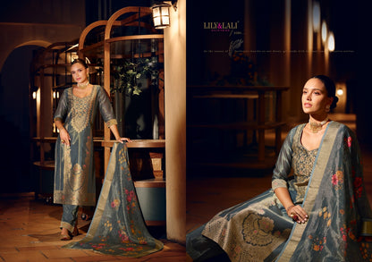 Faridan 2 Lily Lali Jacquard Silk Readymade Pant Style Suits Manufacturer