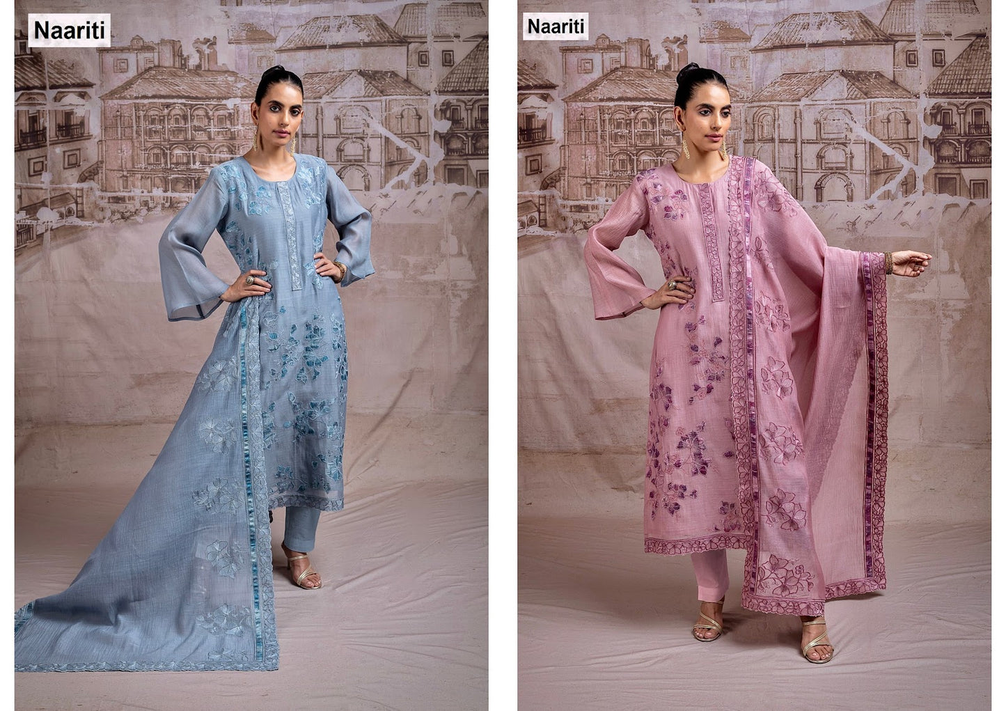 Faridya Naariti Mul Chanderi Pant Style Suits Wholesaler