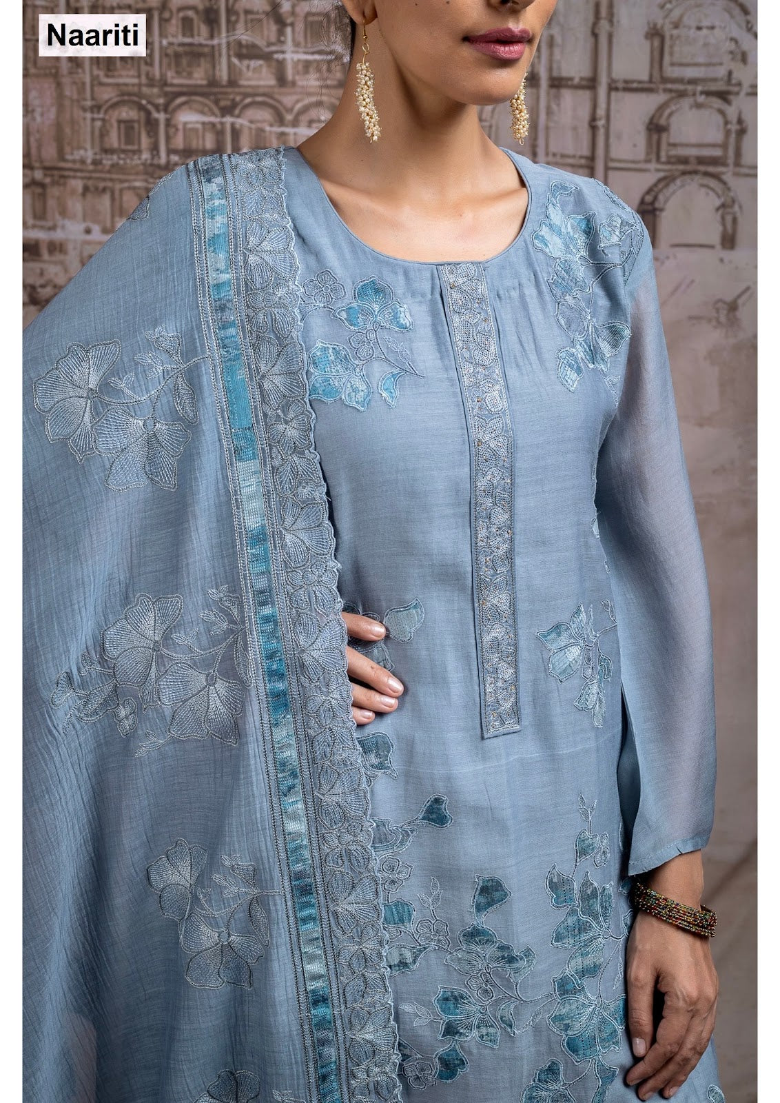 Faridya Naariti Mul Chanderi Pant Style Suits Wholesaler