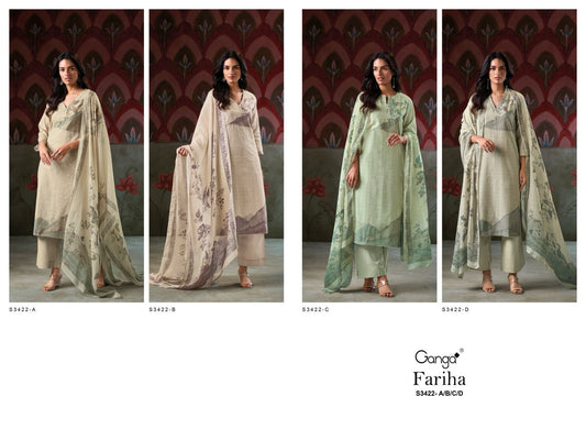 Fariha 3422 Ganga Premium Cotton Plazzo Style Suits Supplier Ahmedabad
