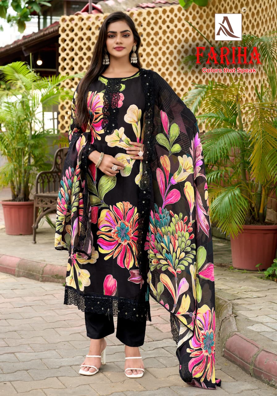 Fariha Alok Muslin Karachi Salwar Suits Supplier Ahmedabad