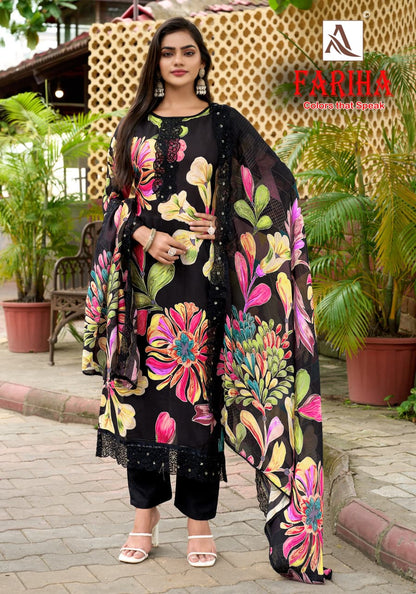 Fariha Alok Muslin Karachi Salwar Suits Supplier Ahmedabad