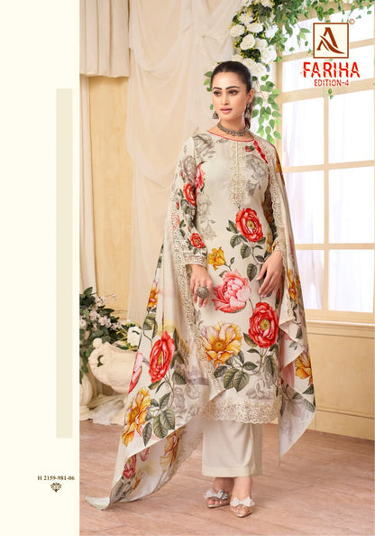 Fariha Edition 4 Alok Muslin Karachi Salwar Suits Wholesaler Ahmedabad