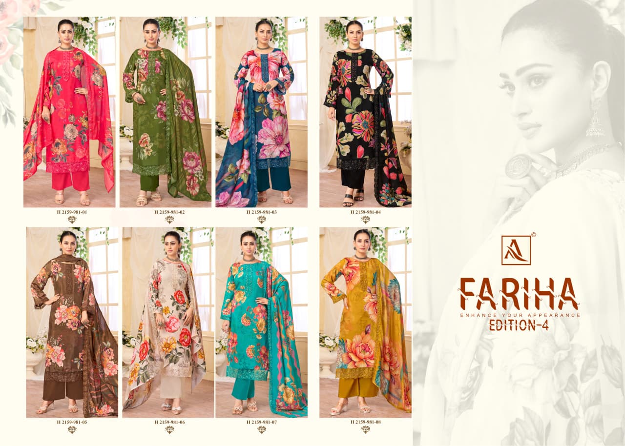 Fariha Edition 4 Alok Muslin Karachi Salwar Suits Wholesaler Ahmedabad