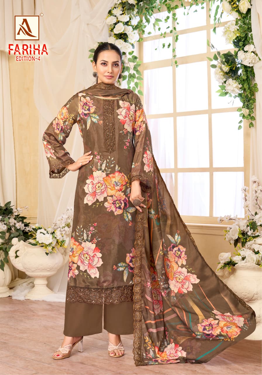 Fariha Edition 4 Alok Muslin Karachi Salwar Suits Wholesaler Ahmedabad