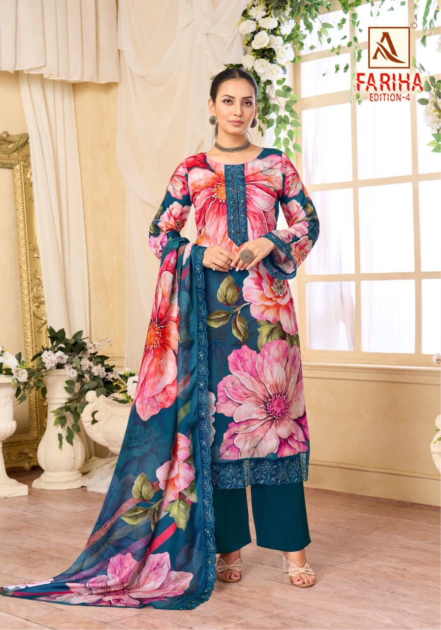 Fariha Edition 4 Alok Muslin Karachi Salwar Suits Wholesaler Ahmedabad